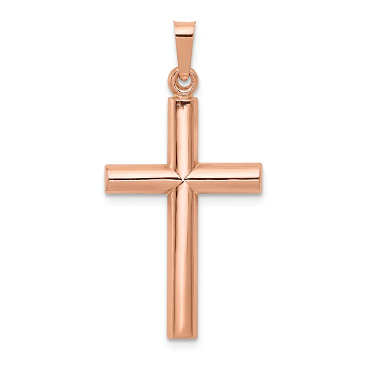 14k Rose Gold Brushed and Polished Cross Pendant