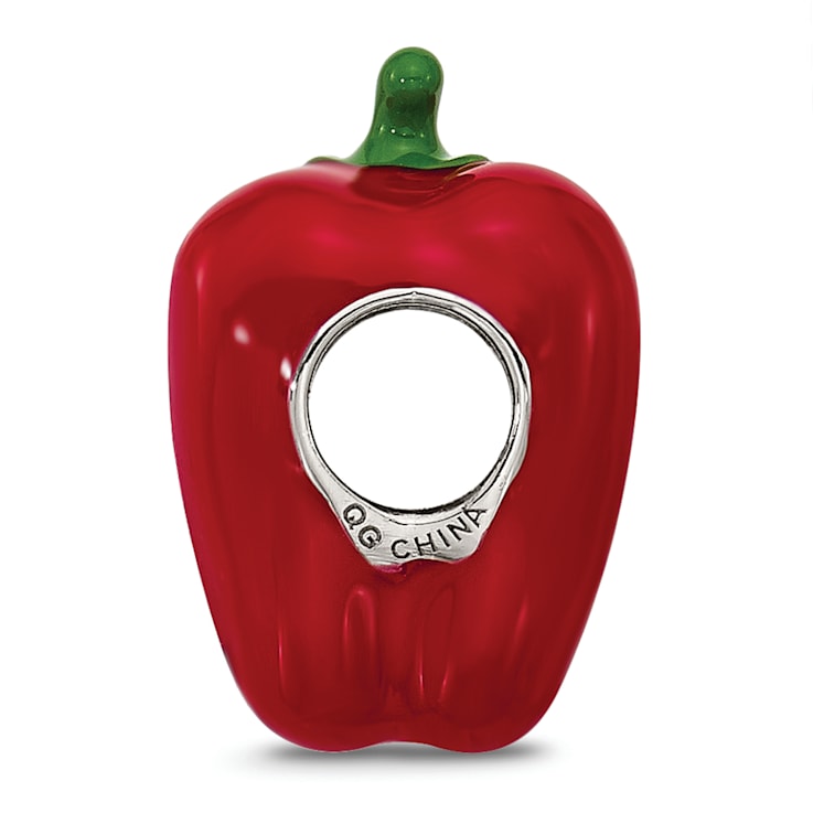Sterling Silver Enamel Red Bell Pepper Bead