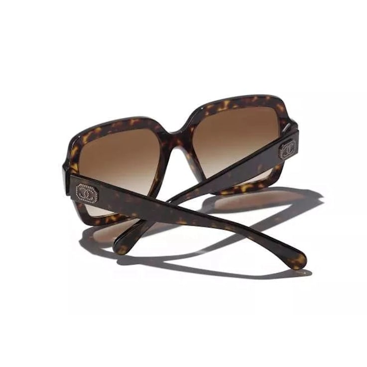 Chanel Dark Havana Square Frames with "CC" Accent/Brown
Gradient Lens Sunglasses