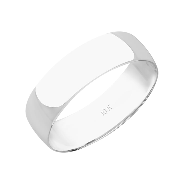 6mm Lightweight Men's Wedding Band in 10k White Gold