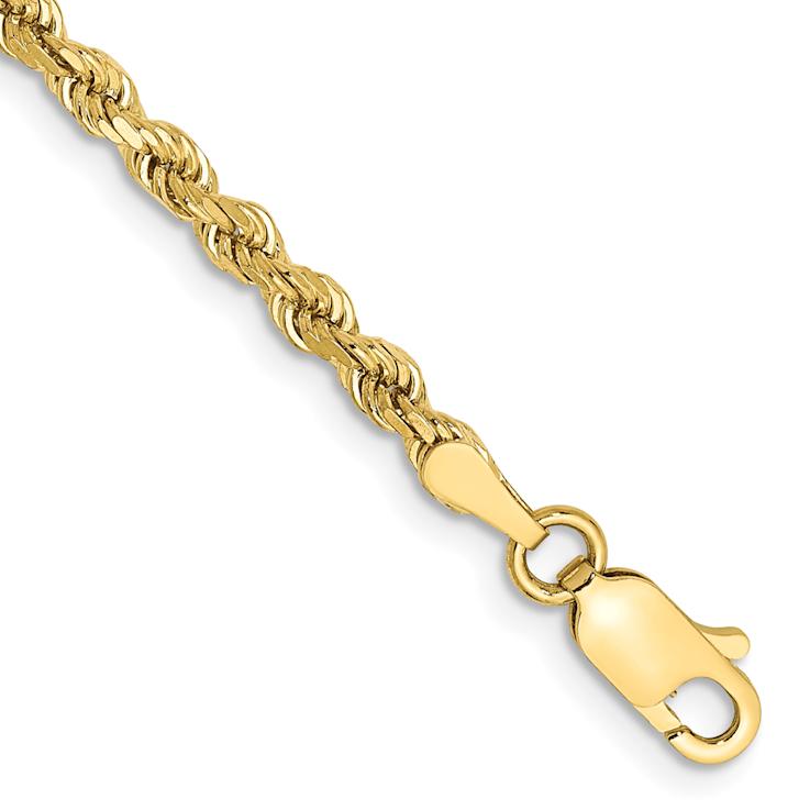 10k Yellow Gold 2.75mm Diamond-Cut Rope Link Bracelet