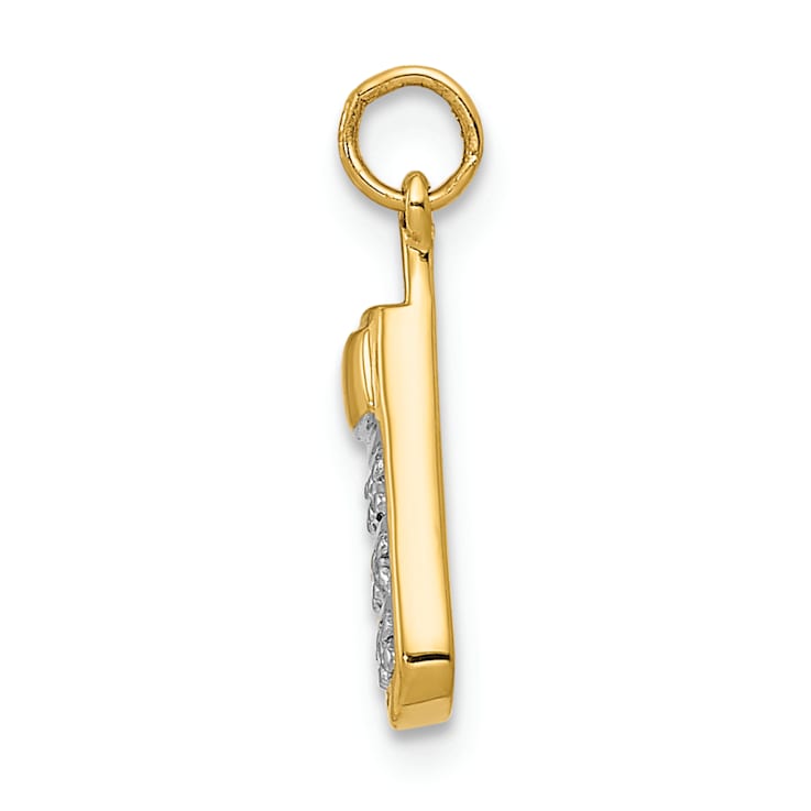 14K Two-tone Gold Textured Diamond Cell Phone Charm