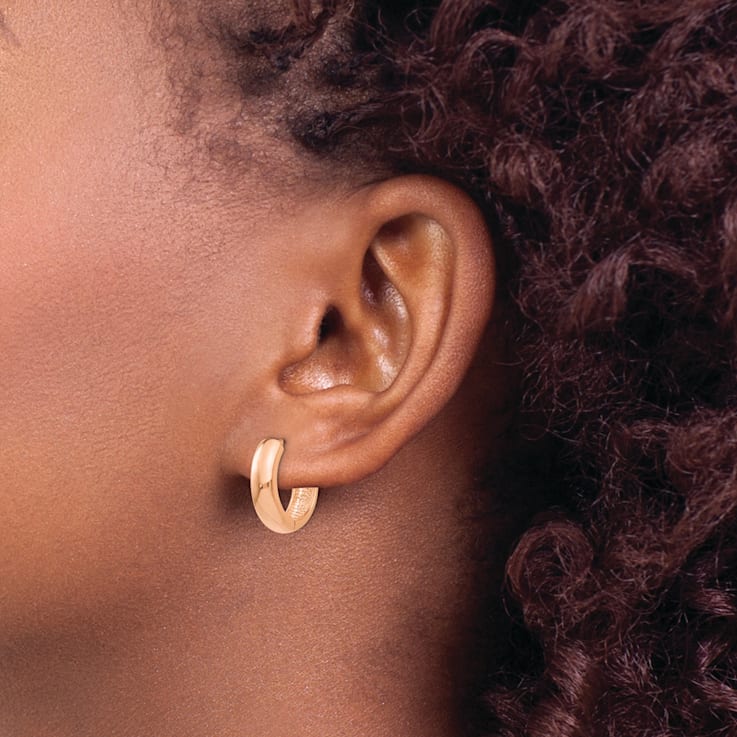 14k Rose Gold 9/16" Round Hinged Hoop Earrings