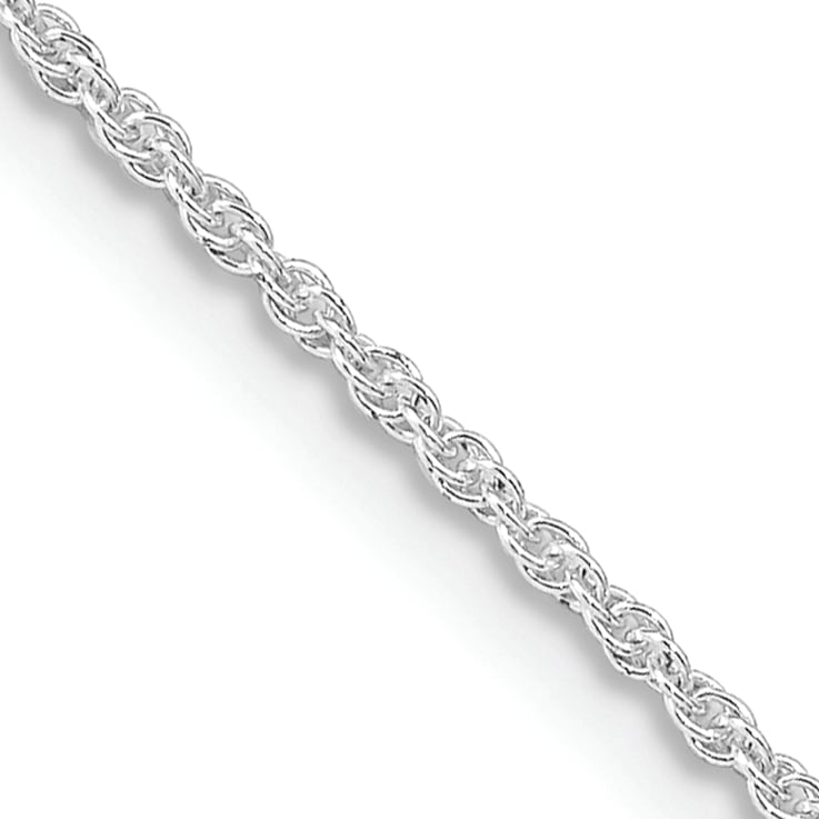 Rhodium Over Sterling Silver 1.3mm Loose Rope Chain Necklace