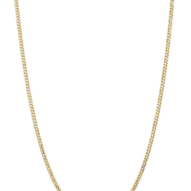 14k Yellow Gold 3mm Solid Open Concave Curb 24 Inch Chain