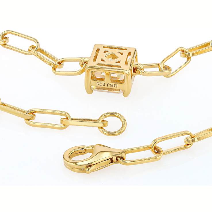 Diamond Simulant Asscher Bracelet In 18K Gold Over Sterling Silver