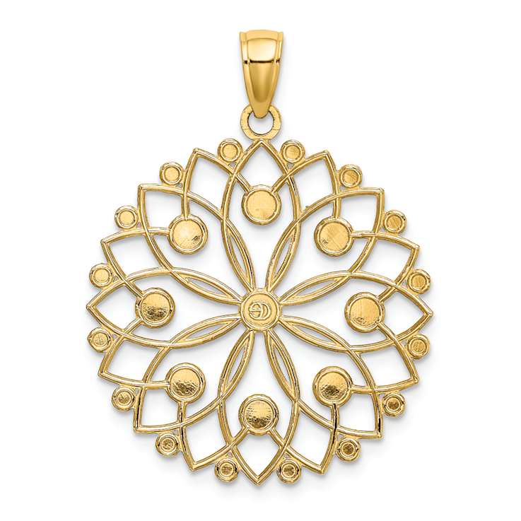 14k Two-tone Gold Diamond-Cut Flower Pendant