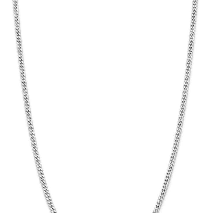 Rhodium Over 14k White Gold 3.5mm Solid Miami Cuban 18 Inch Chain