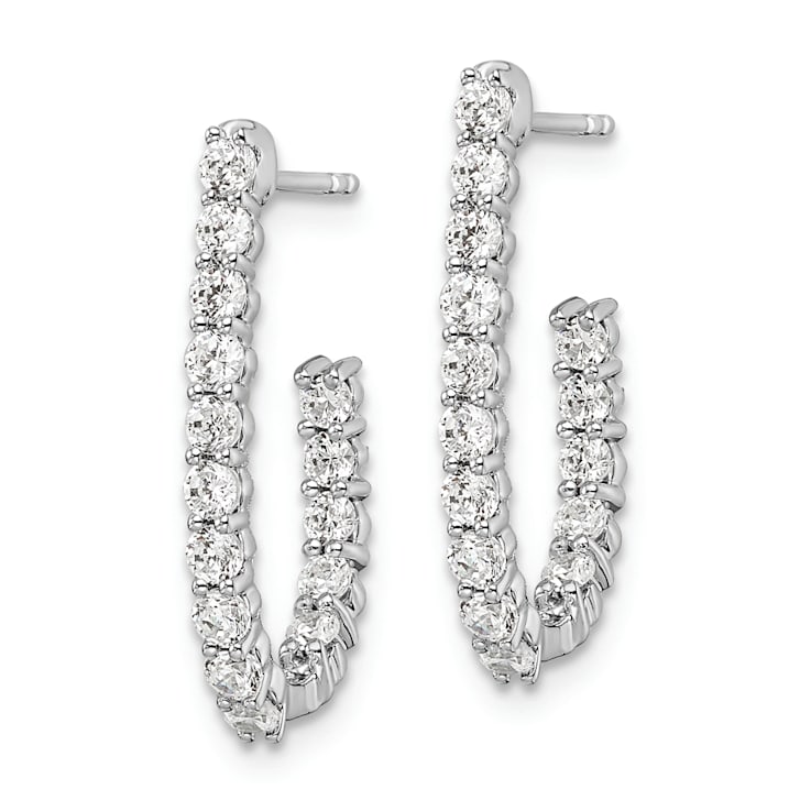 Rhodium Over 14K White Gold Lab Grown Diamond SI1/SI2, G H I, In and Out
J-Hoop Earrings