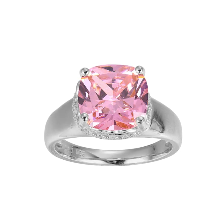 Pink And White Cubic Zirconia Platinum Over Silver October Birthstone
Ring 7.12ctw