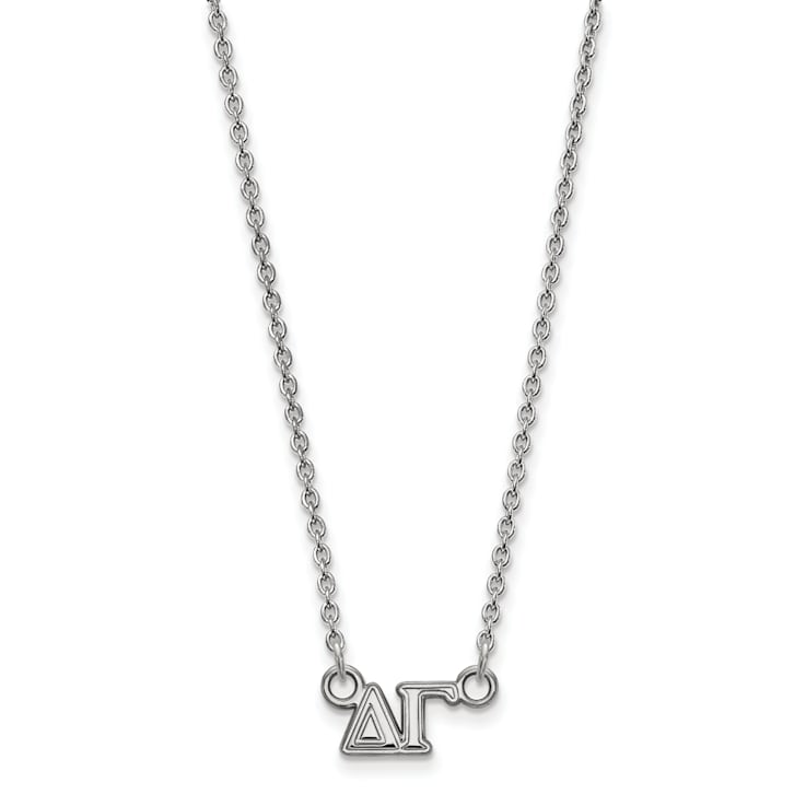 Rhodium Over Sterling Silver LogoArt Delta Gamma Extra Small Pendant Necklace