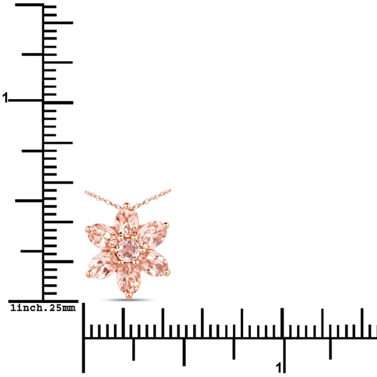 Peach Morganite 10K Rose Gold Floral Cluster Necklace For Friend  0.99ctw