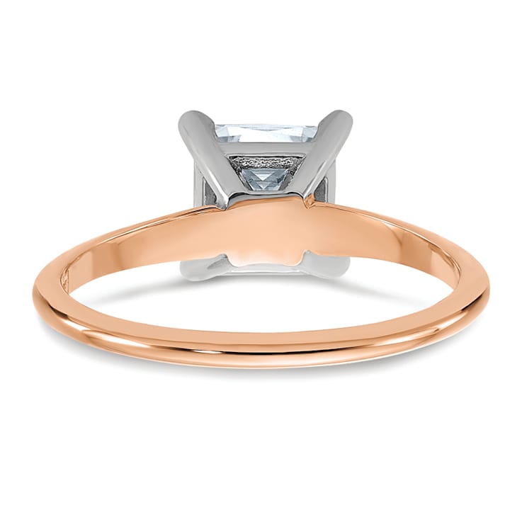 14K Rose Gold and White Gold Accent 3/4ct. 6.5mm G H I True Light
Princess Moissanite Solitaire Ring