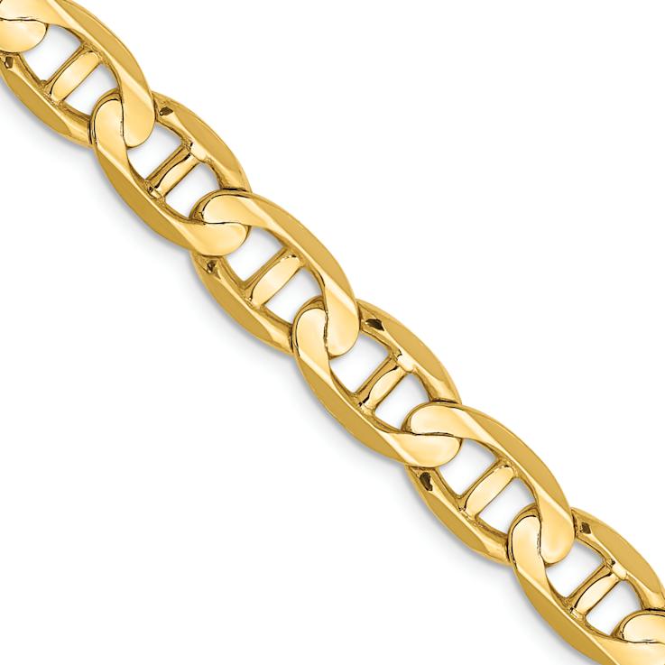 14k Yellow Gold 8mm Concave Mariner 26 Inch Chain