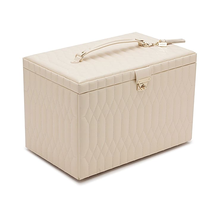 Caroline Extra Large Jewelry Box Ivory By Wolf