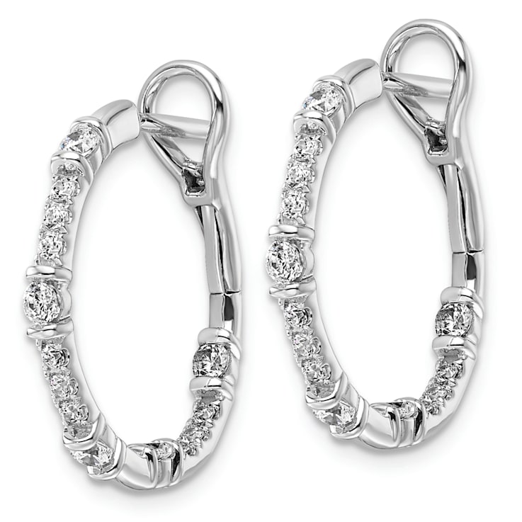 Rhodium Over 14K White Gold Lab Grown Diamond SI1/SI2, In and Out Hoop Earrings