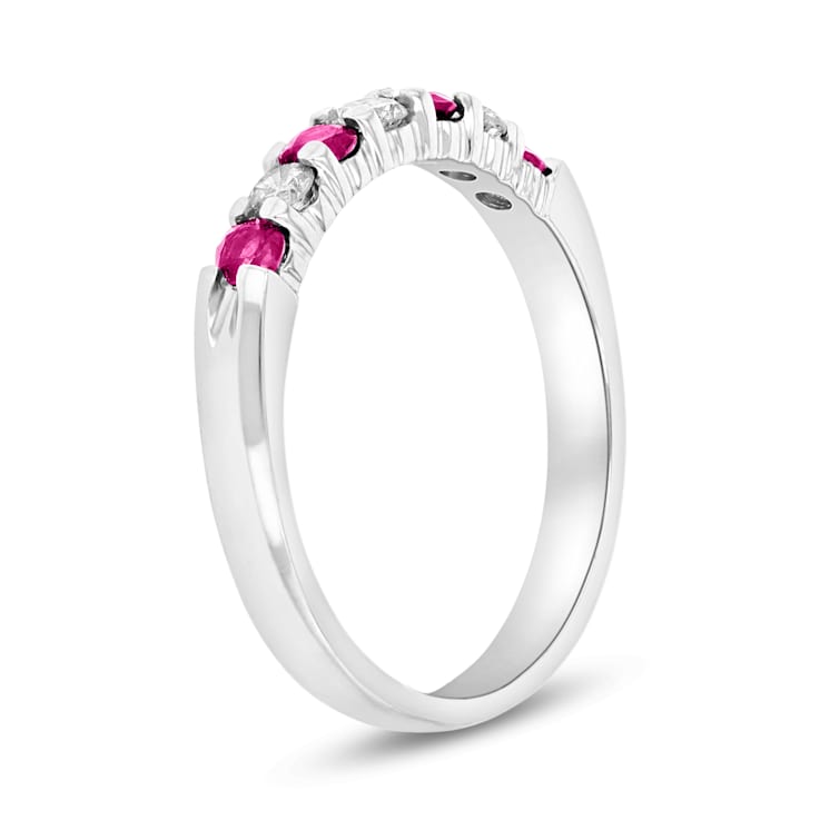 0.35ctw Ruby and Diamond Wedding Band Ring in 14k White Gold