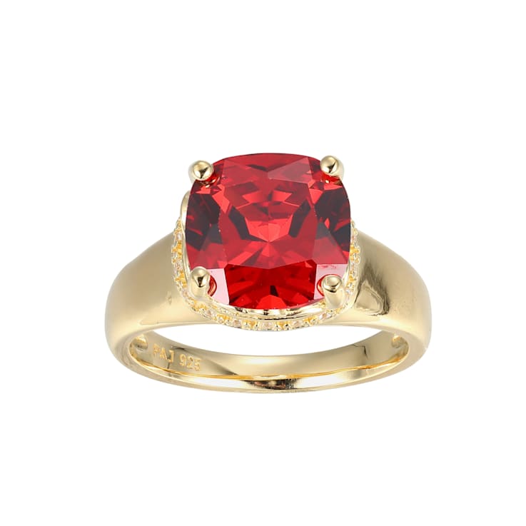 Red And White Cubic Zirconia 18k Yellow Gold Over Silver January
Birthstone Ring 7.23ctw