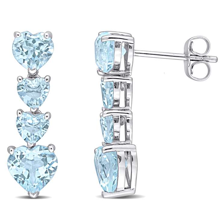 Sky Blue Topaz 10K White Gold Earrings 4.22ctw