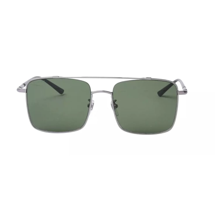 Gucci Ruthenium and Black Frame / Green Lens Square Sunglasses