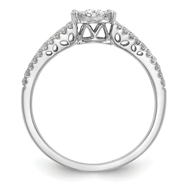 Rhodium Over 14K White Gold Lab Grown Diamond Cluster Engagement Ring 0.475ctw