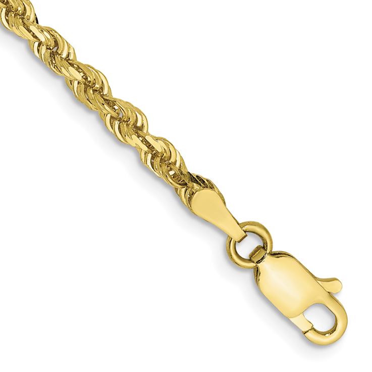 10k Yellow Gold 3mm Diamond-Cut Quadruple Rope Link Bracelet