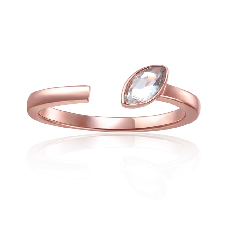 White Topaz 14K Rose Gold Over Sterling Silver Marquise Solitaire Open
Design Ring, 0.25ct