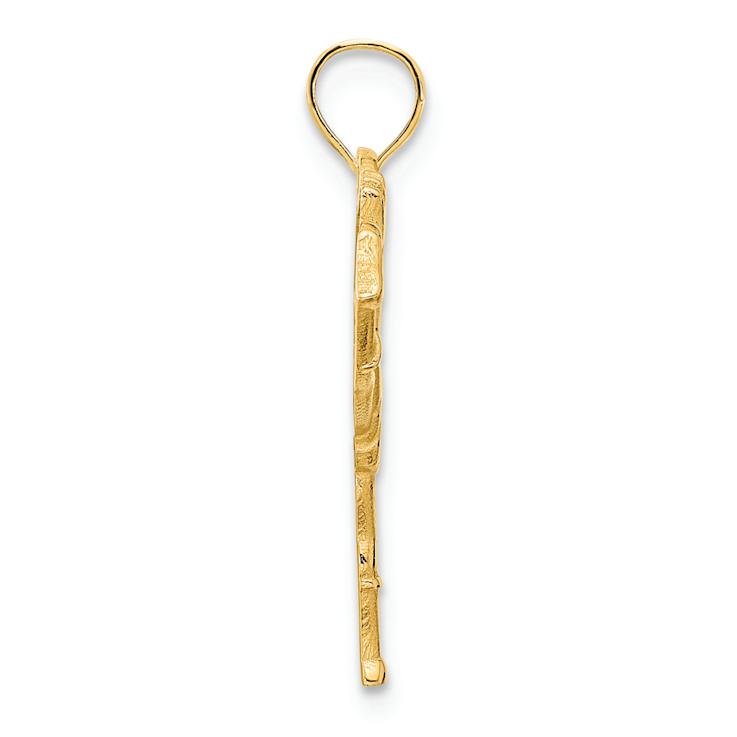 14k Yellow Gold Textured Cheerleader Charm