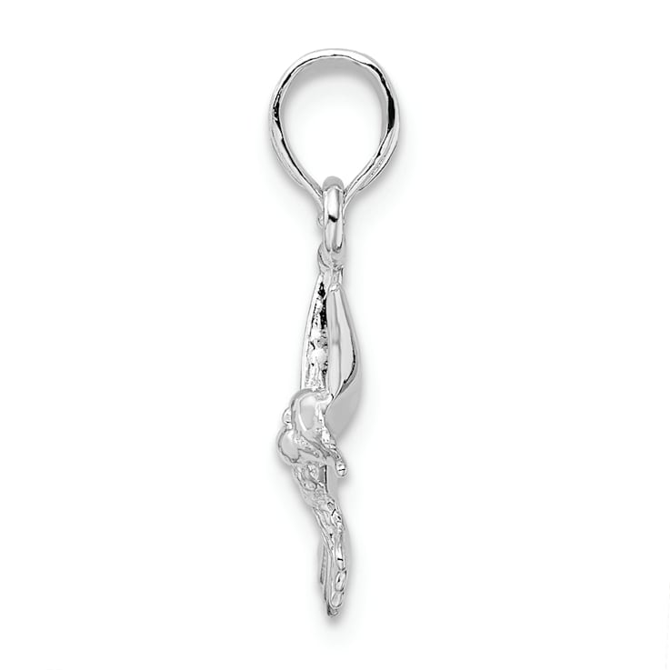 Rhodium Over Sterling Silver Polished Hummingbird Pendant