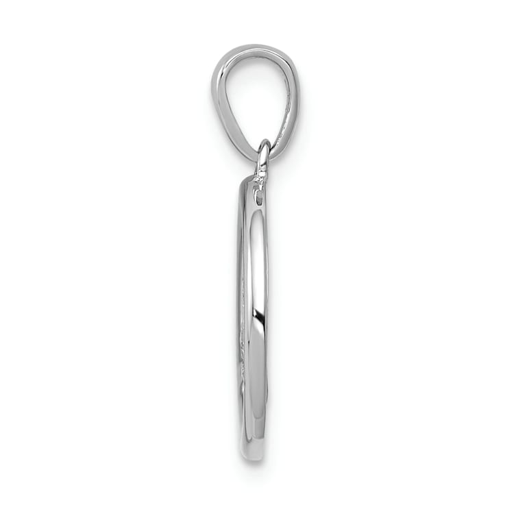 Rhodium Over 14k White Gold Diamond Peace Sign Pendant