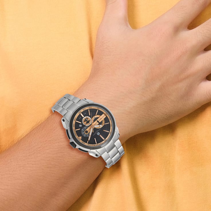 Charles Hubert Stainless Steel Chronograph Black Dial Watch