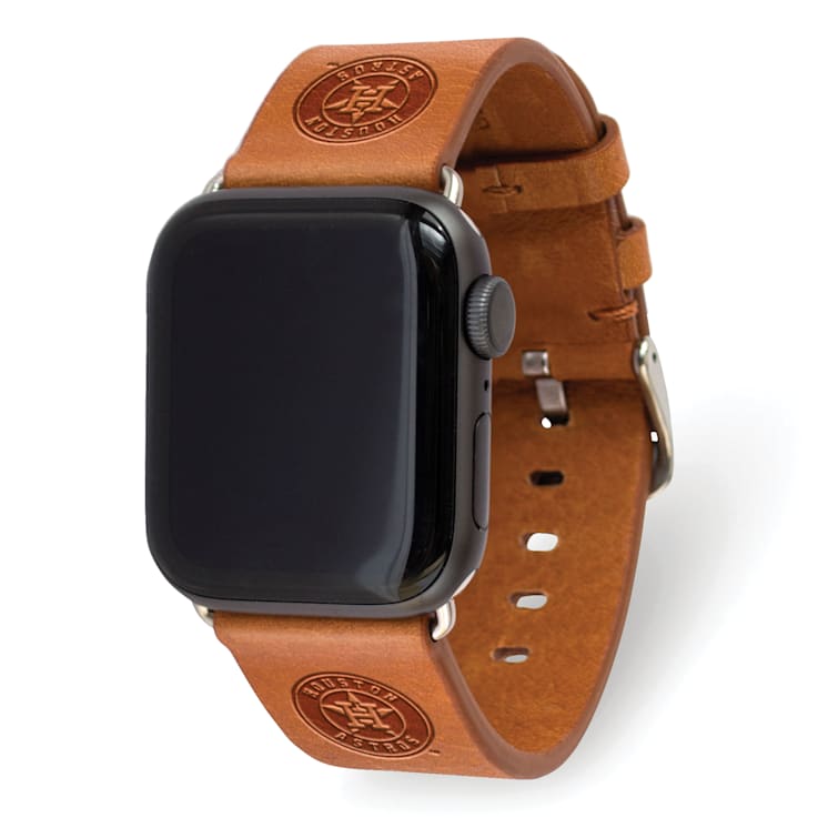Gametime MLB Houston Astros Tan Leather Apple Watch Band 38 40mm S M Watch not included. 189Q8K