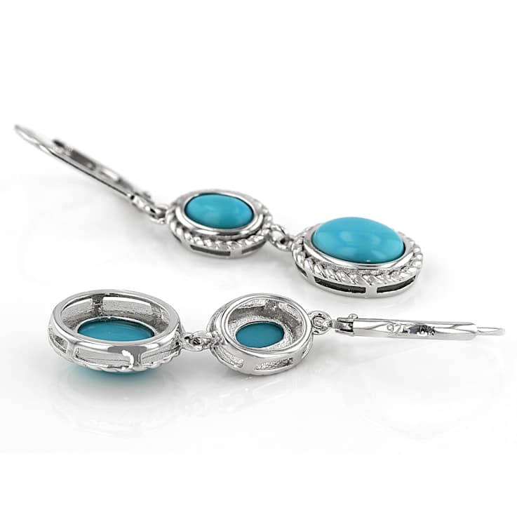 Sleeping Beauty Turquoise Dangle Earrings In Sterling Silver
