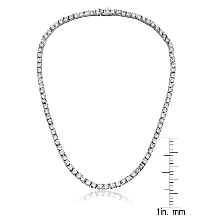CZ Tennis Necklace In Sterling Silver