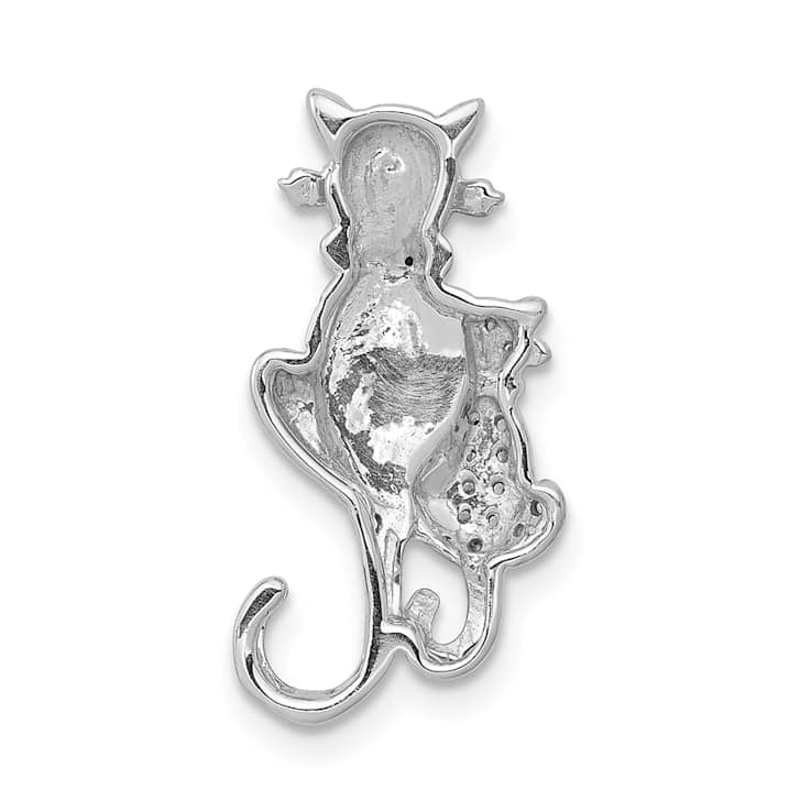 Rhodium Over 14k White Gold Black and White Accent Diamond Cats Chain
Slide Pendant