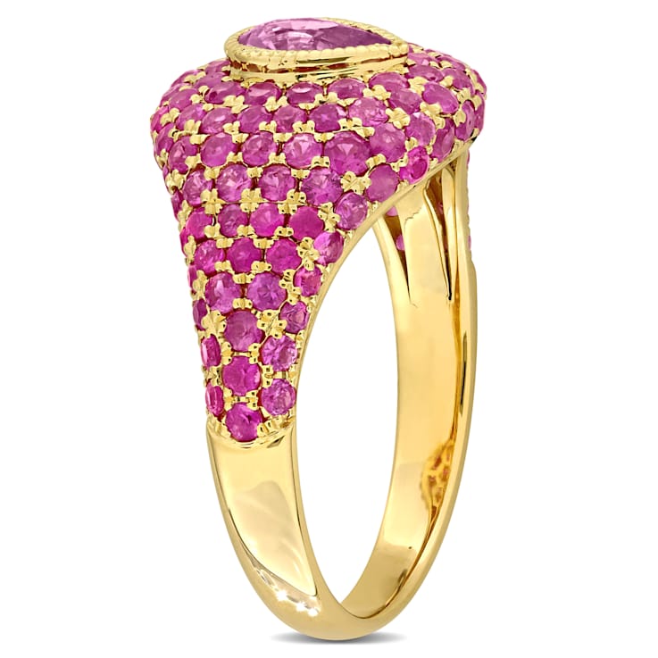 Pink, Dark Pink Sapphire 14K Yellow Gold Ring 2.58ctw