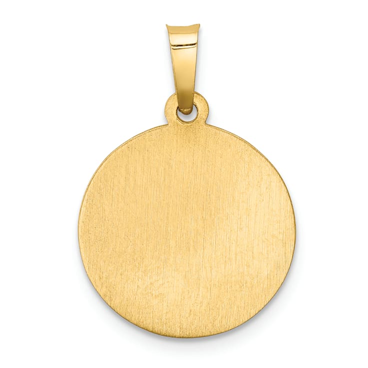 14K Yellow Gold Polished and Satin St. Christopher Medal Hollow Pendant