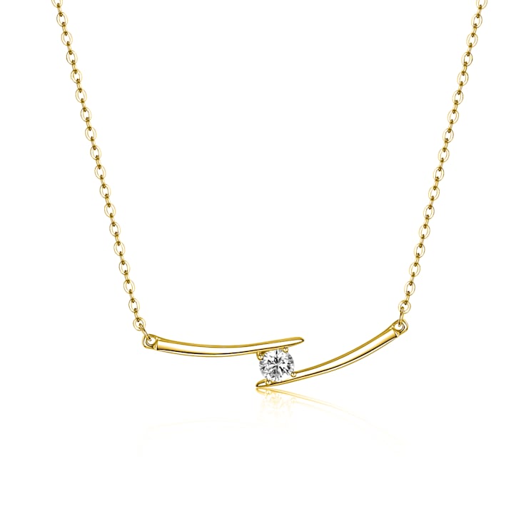 Lab-Created Moissanite, 14k Yellow Gold Plated over Sterling Silver Bar
Necklace, 0.30ctw
