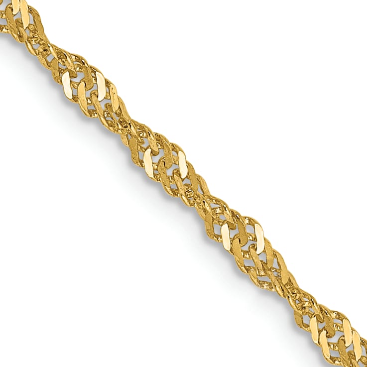 Buy Singapore Chain 2.45mm-4.8mm Women Delicate Diamond Cut Twisted Necklace  10K-14K Genuine Yellow Gold Online in India - Etsy