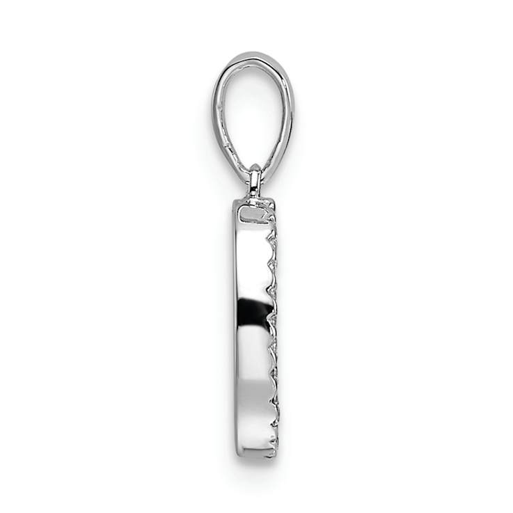 Rhodium Over 14k White Gold Diamond Letter O Initial Pendant