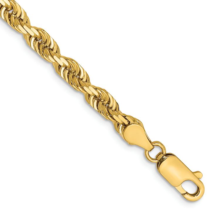 14k Yellow Gold 4.5mm Solid Diamond-Cut Quadruple Rope Chain
