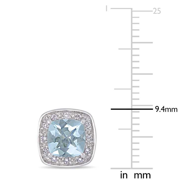 Aquamarine and Diamond 10K White Gold Earrings 1.79ctw