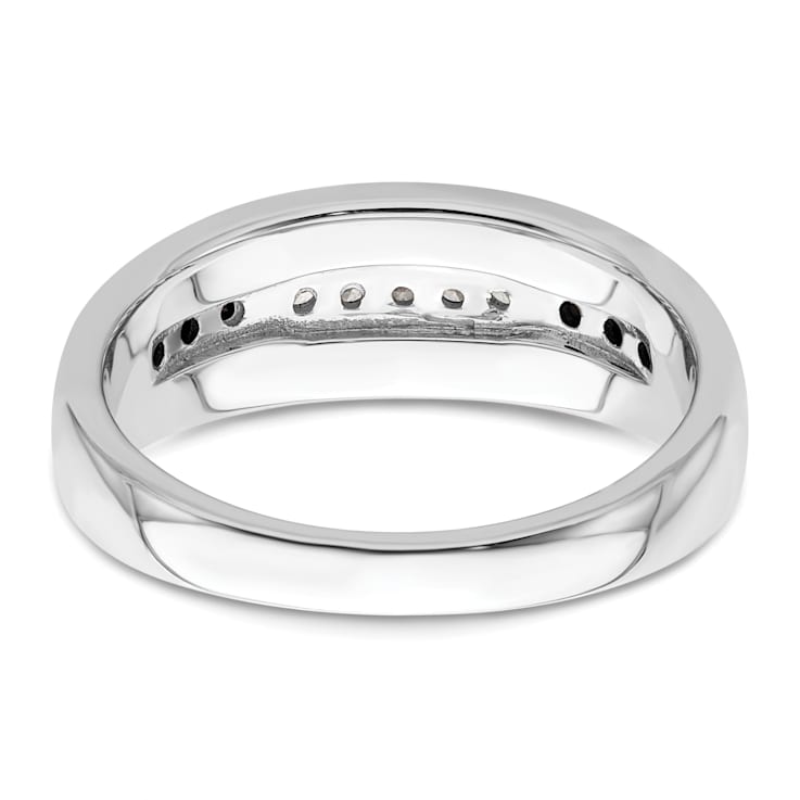 Rhodium Over 14K White Gold White and Black Diamond Men's Ring 0.25ctw