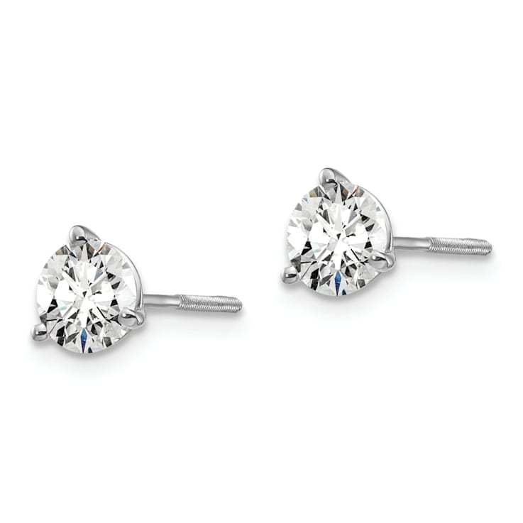 Rhodium Over 14K Gold Lab Grown Diamond 1ct. VS/SI GH+, 3 Prong
Screwback Earrings
