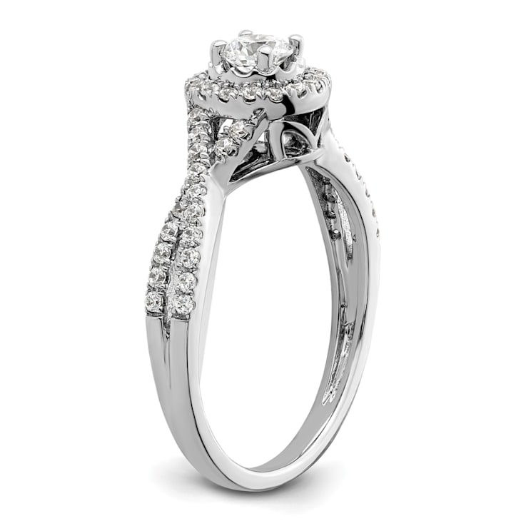 Rhodium Over 14K White Gold Eternal Promise Lab Grown Diamond Halo
Complete Ring 0.554ctw