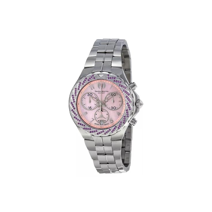 TechnoMarine Women's Chronograph Stainless Steel Pink of Pearl Dial Watch