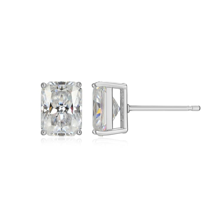 Emerald Cut Moissanite Platineve Stud Earrings 3.50ctw DEW