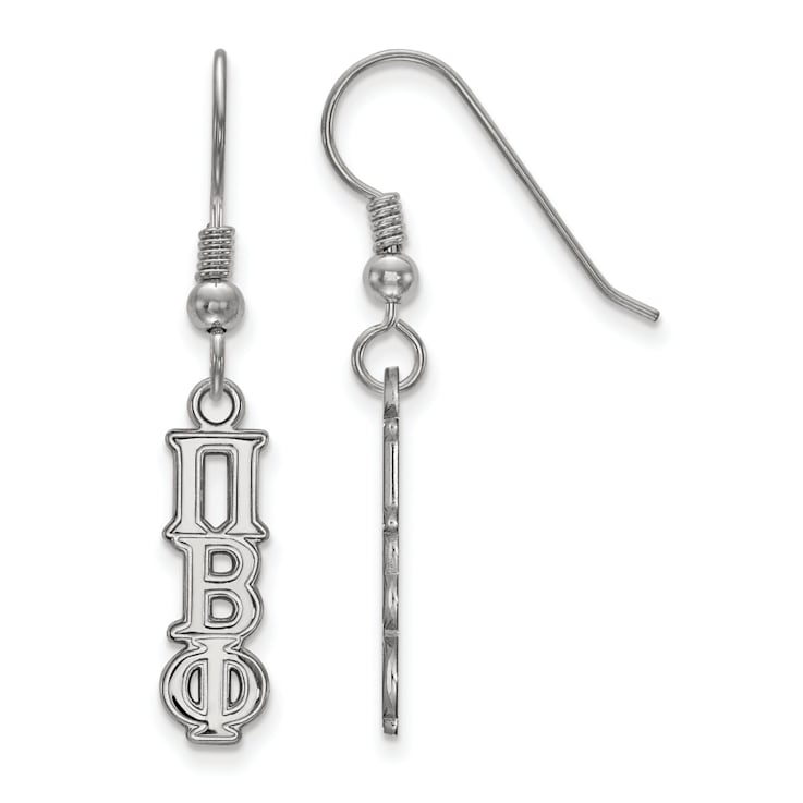 Rhodium Over Sterling Silver LogoArt Pi Beta Phi Small Dangle Earrings