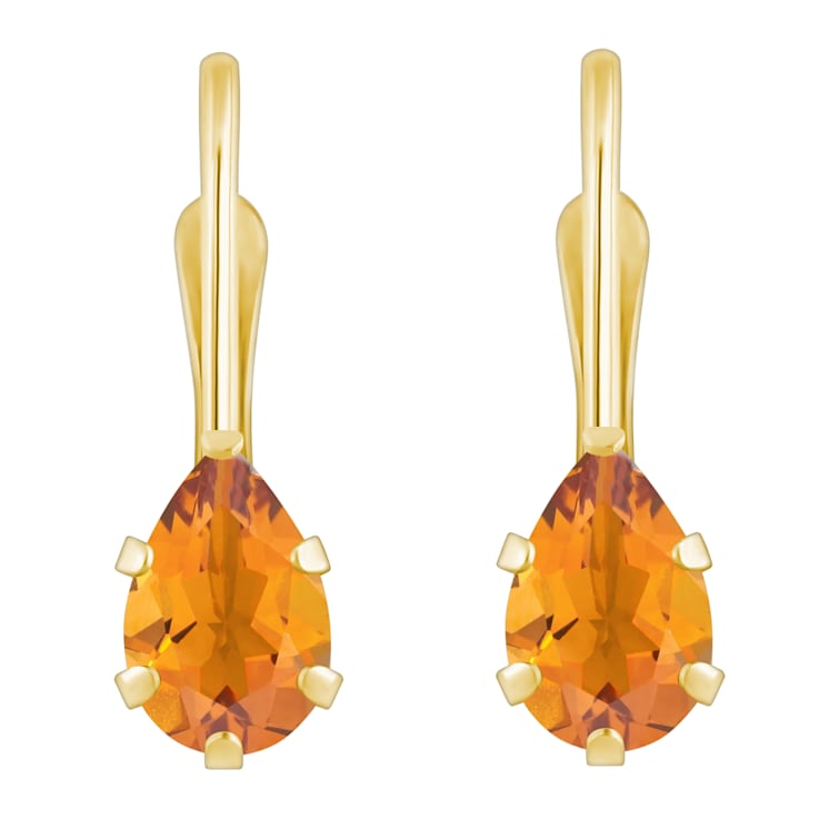 6x4mm Pear Shape Citrine 10k Yellow Gold Drop Earrings