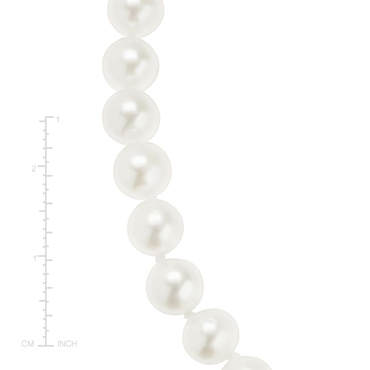 6-7mm Round White Freshwater Pearl 10K Yellow Gold Tennis Necklace